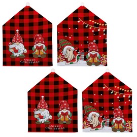 TSLBW 4 Pieces Christmas Chair Covers Christmas Dining Chair Back Covers Decorations Christmas Chair Seat Slip Cover for Xmas Holiday Season Home Kitchen Christmas Decorations (B)