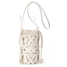Hikker-link Crossbody Bag, One Shoulder Basket Bag, Smartphone Pouch: Drawstring Type, Synthetic Leather, Canvas, Soft, Simple, Bag, Shoulder Bag, Vertical, Small Bag, Compact, Casual, Daily Use, Dating, Birthday, Girlfriend, White