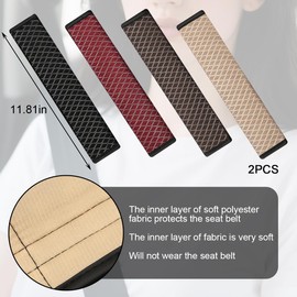 Sandfren Car Seat Belt Cover, 2PCS Soft Comfortable Vehicle Seat Belt Strap Shoulder Cushion Mat, Breathable Automotive Neck Protection Harness Pad, Universal for Trucks Sedans SUVs (Beige)