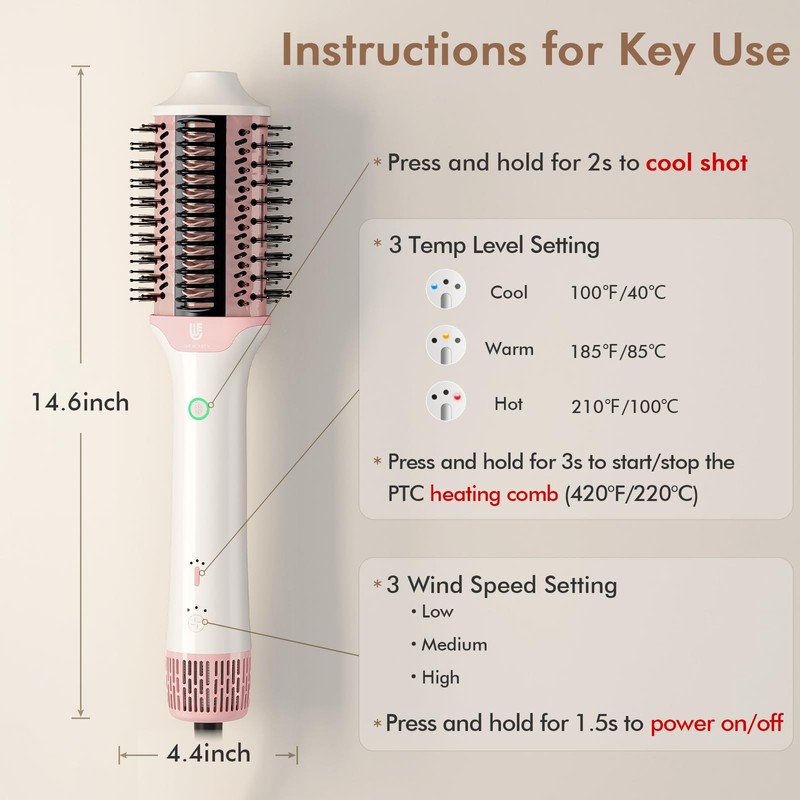 2-in-1 Blow Dryer Brush & Hair Straightener, Ionic & Ceramic