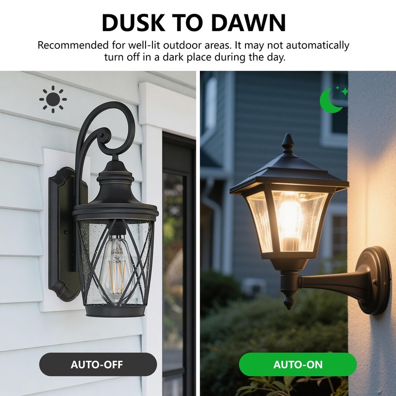 Qualilux Dusk to Dawn Edison LED Light Bulbs ST19, 3000K