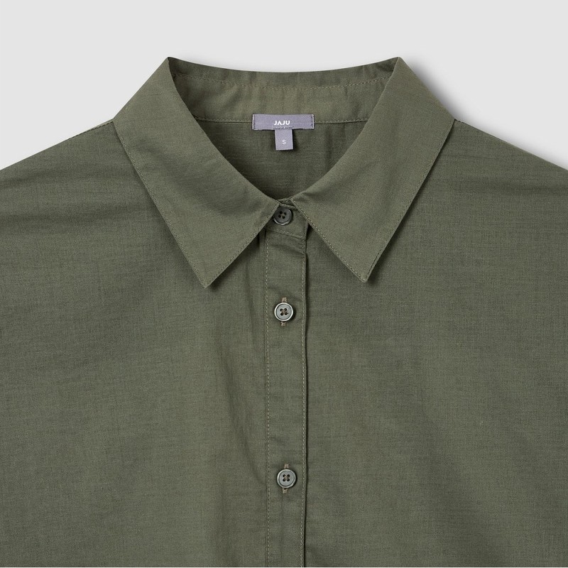 JAJU [JAJU/Jaju] Women's Light Cotton Long-Sleeve Shirt_Khaki