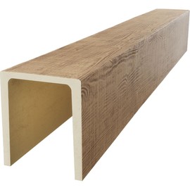 Ekena Millwork 5 1/2"W x 5 1/2"H x 96"L 3-Sided (U-Beam) Rustic Sawn HeritageTimber Faux Wood Ceiling Beam, Warm Caramel