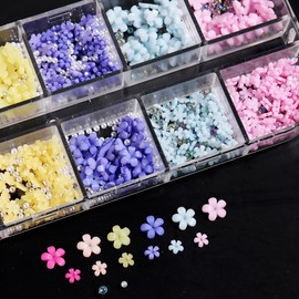 ITPOYOL Nail Art Charms Flatback Rhinestones 3D Flower Nail Charms and Gems Gold Beads Butterfly Charm Luxurious Design White Pearls Jewelry Accessories for Women Manicure Supplies Decorations