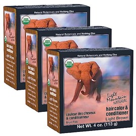 Light Mountain Natural Hair Color & Conditioner, Light Brown, 4 oz (113 g) (Pack of 3)