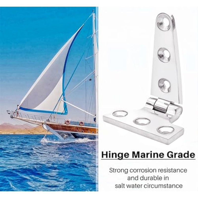 2Pack Heavy Duty Marine 316 Stainless Steel Tee Hinges,4/6/8inch Boat