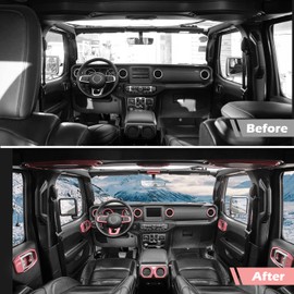 Jeliker for Wrangler JL Interior Trim Kit Pink Dashboard for Jeep Wrangler JL JLU Gladiator JT 2018-2023 Pink Interior Accessories 21pcs