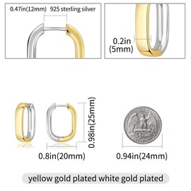 Surrounded Forest Two-Tone Hoop Earrings Square Hoop Earrings Silver And Gold Earrings