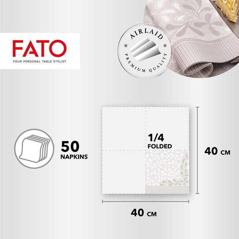 Fato - Trockene Papierservietten, Airlaid, Textileffekt, Packung mit 50 Servietten,