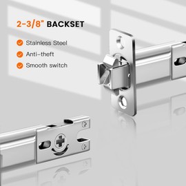 Pocket Door Lock,Privacy Square Pocket Door Hardware,Invisible Sliding Door Lock Keyless(2-3/8" Backset),Flush Pocket Door Lock (Matte Black Round)