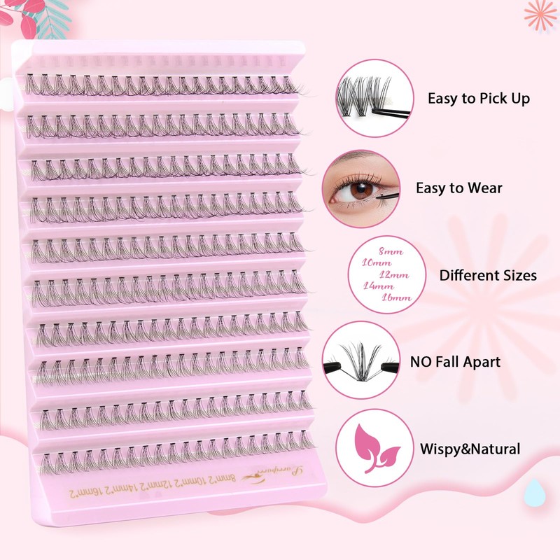 Parriparri Individual Lashes 200 Pcs Cluster Lashes Natural 10D DIY