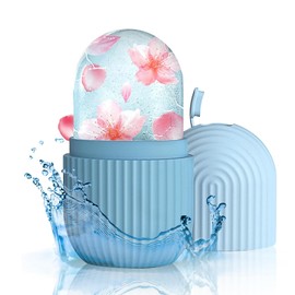 FLOREXIA Rodillo de Hielo Facial,Rodillo de Hielo Facial Antideslizante,Molde de Hielo Facial de Silicona Duradero para Belleza Facial,Azul