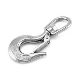 QWORK Slip Hooks, Swivel Lifting Hook, Clevis Hook, 1400lb Stainless Steel Rotatable Swivel Lifting Clevis Chain Hook with Safety Latch Used for Project Hoisting Machinery, Metallurgy Mining Equipment