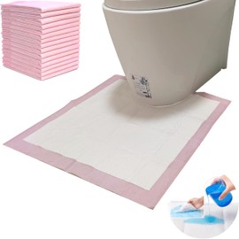 Toilet Floor Protector From Urine 15 Pack Disposable Toilet Mats Provides Ideal Liquid Absorption Great for Toilet Training or Keeping Your Floors Clean (Pink Mats)