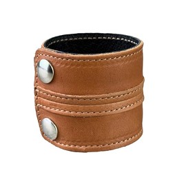 Anthology Gear Stylish Leather Cuff Bracelet Full Grain Wide Wristband For Men and Women (Unisex) (Pecan Veg-Tanned, Small/Medium)