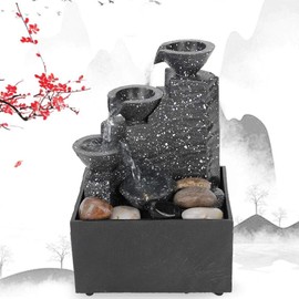 Jacksing Fuente de Mesa, Fuente de Agua USB, Adorno de Escritorio, Fuente de meditación Zen, Manualidades, decoración de Mesa para el hogar/Oficina