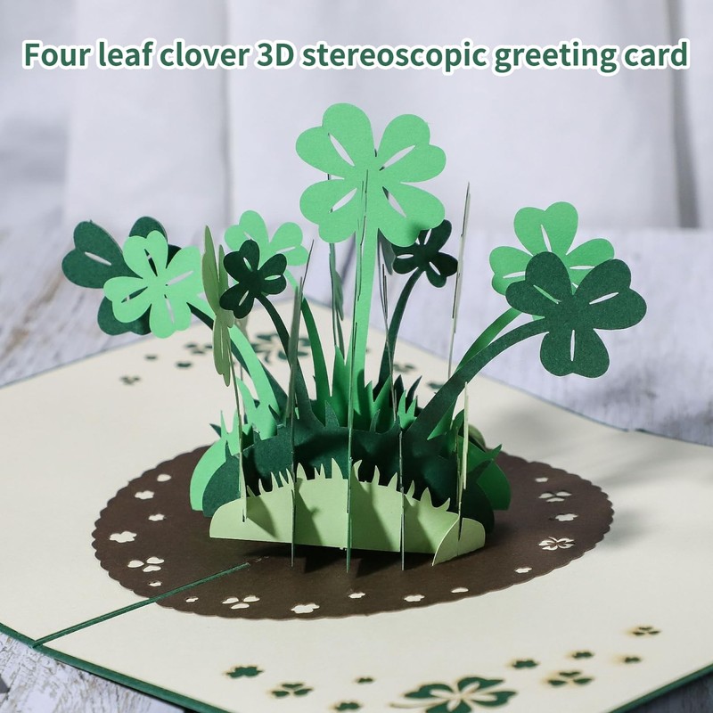 xianshi Lucky Clover, New Year's Card, 3D Birthday Card, Good