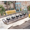 Westcharm Large 27.5 inch 5-Pillar Glass Candle Holder Set Centerpiece