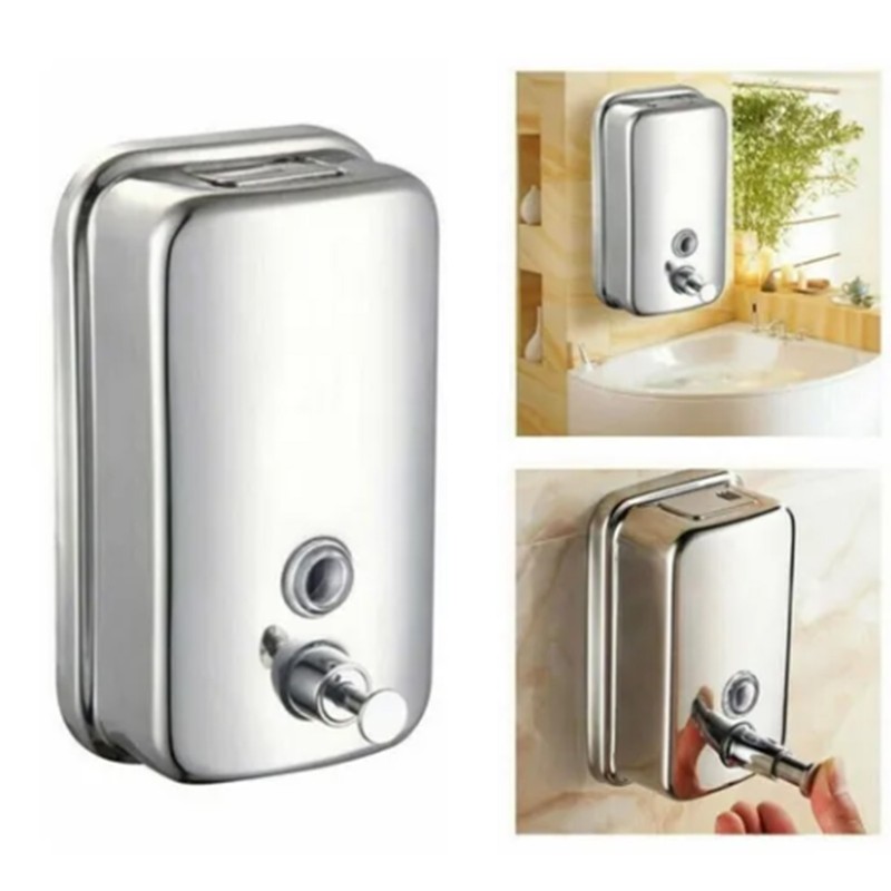 800ml Wall Mount Manual Soap Dispenser Stainless Steel Commercial Soap