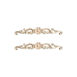 2pcs Wood Carving Sticky Flower Delicate Door Head Carving Flowers Wood Applique Wood Appliques,Decorative Wood Appliques for Furniture Cabinet Door Decors Size 3