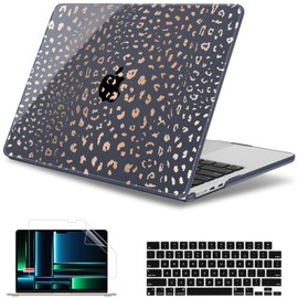 May Chen Compatible with M4 MacBook Air 15 inch Case 2025 2024 2023 A3241 A3114 M3 A2941 M2 with Liquid Retina Display & Touch ID, Plastic Hard Shell with Keyboard Cover - Leopard Print