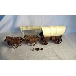 Marx/Classic Toy Soldiers, Inc: Conestoga Covered Wagon, with 4 Horses, Two Tops and Driver in 54mm