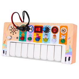 GUANJUNTUTU Wooden Piano Practice Board - Baby Toys - Piano Keys and Animal Calling Light Switch Sensory Toys for Babies and Toddlers of All Ages - Ideal Montessori Gift for Boys and Girls