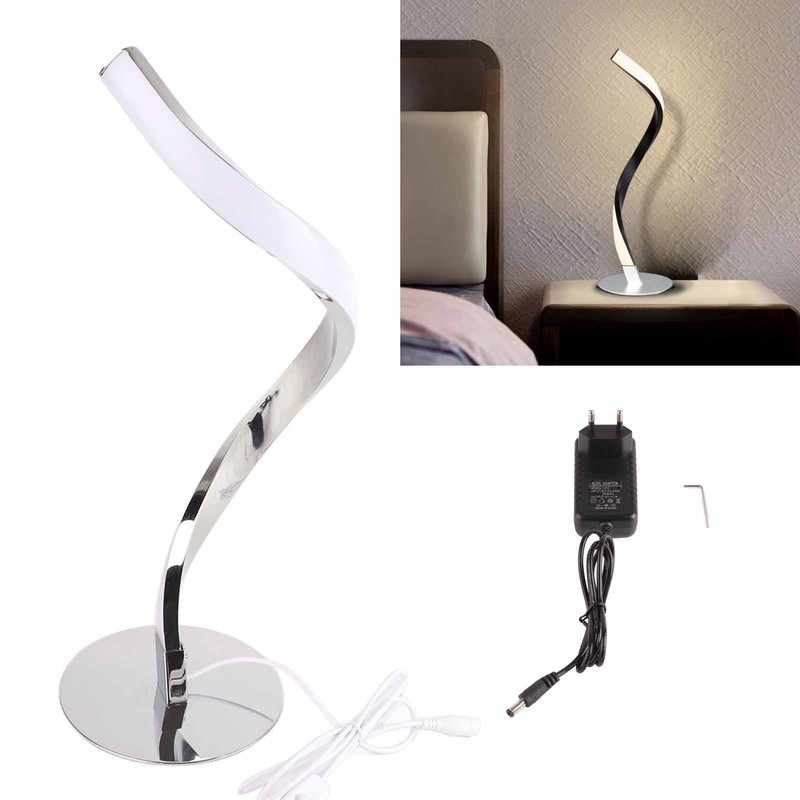 SShaped LED Spiral Table Lamp Reading Light Small Night Light