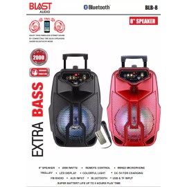 Top Tech Fully Amplified Portable 2000 Watts Peak Power 8” Speaker w/ LED & free  Mic  - Black