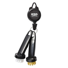 Izzo Golf Dual Golf Club Brushes - Includes a Brush for Golf Clubs & Brush to Clean Golf Club Grooves, with Golf Bag Zinger Black