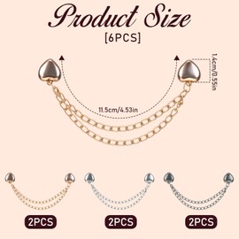 Multi-function Magnetic Clothing Clips 6 Pack Magnet Clothing Pins with Chain Multi-use Strong Magnet Button Clips Securely Hold Fabrics in Place Women Clothes Hijab Pins Decorate (Heart Style)