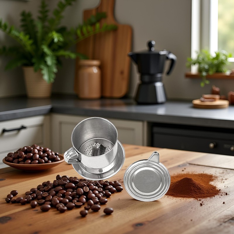 1 Set Vietnamese Coffee Filter Stainless Steel Coffee Pot Drip