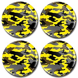 SkinoEu 4 x 65mm 3D Gel Car Wheel Centre Universal Rims Hub Center Stickers Decals For Caps Vehicle Auto Tuning Emblem Camouflage Yellow A 2065 Z*