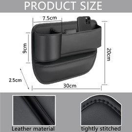 JOZMMZEOOA Hauptfahrersitz Mittelkonsole Organizer Auto, 30x20x2.5cm Universal Auto Organizer Mittelkonsole, Organizer Vorne, Autositz Konsole Seitentaschen, mit Löchern, für Kleinigkeiten, Handys