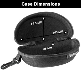 Flying Fisherman Shell Zipper Protective Fabric Sunglass Case with Clip for Men and Women Sunglasses Eyewear Black, (PN: 7607)