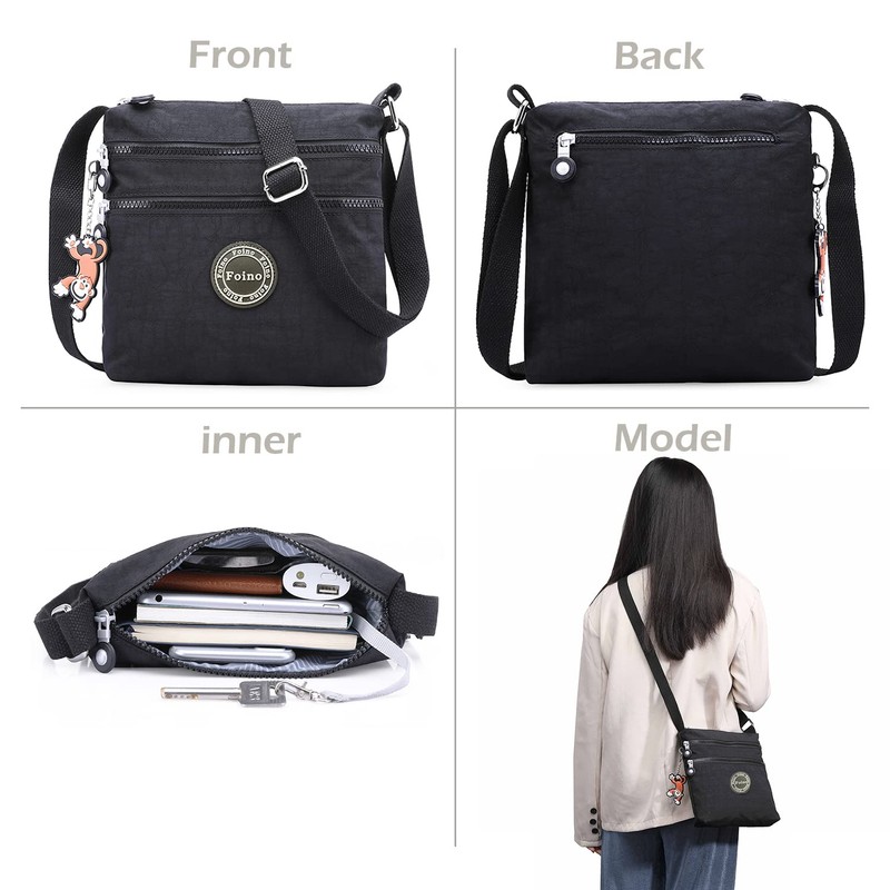 Foino Women's 910 Shoulder Bag, Black, Medium