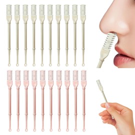 20 Pcs 2-in-1 Manual Rotary Nasal Hair Trimmer with Ear Picker, 2024 New Portable Nose Hair Cleaner, 360° Rotating Nose Hair Cutter, Nostril Hair Remover Tool for Women for Men(10Beige 10Pink)