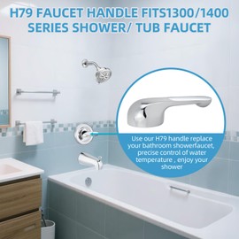 H79 Single Metal Lever Shower Handle Kit, Compatible with Delta 1300/1400 Series Tub Faucet Replacement, Chrome