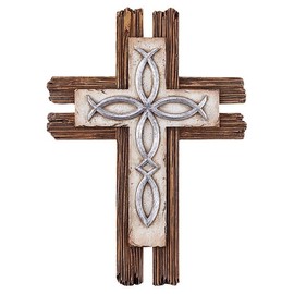 Creative Brands Sculpted Resin Hanging Home Church or Office Wall Cross at Faithworks, 10-Inch, Ichthys-Detail