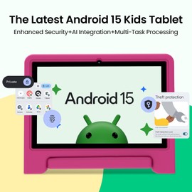 2025 Kids Tablet, 10.1 Inch Android 15 Tablet for Kids, 8+64GB Storage (1TB Expand), Octa-Core, WiFi 6, Pre-Installed Educational Apps, Parental Control, with EVA Protective Case, Eye Protection Mode