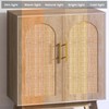 Sideboard Buffet Cabinet with Storage, Rattan Storage Cabinet with Arched