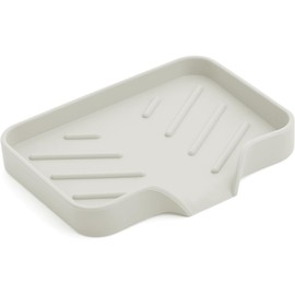 Metopets Silicone Soap Dish with Drain Spout, Sponge Holder for Kitchen Sink, Rubber Soap Tray for Shower Bathroom (Beige, 4.7" x 3.6")