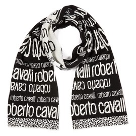 ROBERTO CAVALLI black/white Wool Blend Scarf for mens