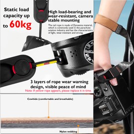 Adjustable Camera Wrist Strap, Camera Safety Wrist Strap with Quick Release, Leather Camera Hand Strap Ring, Nylon Camera Wrist Lanyard for DSLR SLR Mirrorless Camera