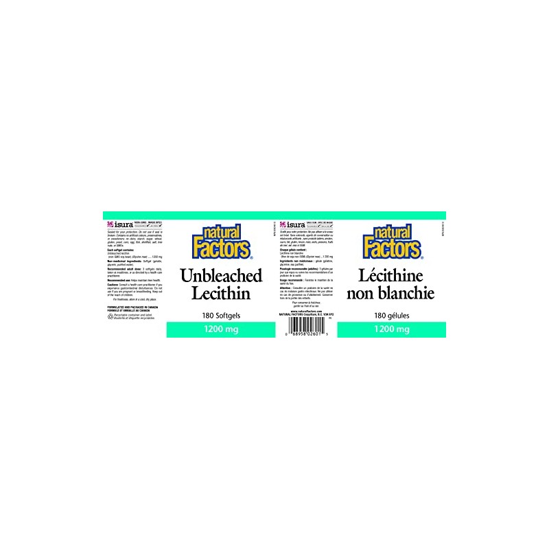 Natural Factors Natural Factors - Unbleached Lecithin 1200 mg, 180