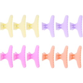 12 Pinzas para el Cabello de Mariposa Coloridas, Ideal para Peluquería, Sujeción Firme para Cabello Largo y Grueso