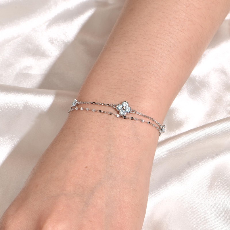 FH.bird August Birthstone Bracelet, Women's, Four Leaf Clover, Lucky Flower,