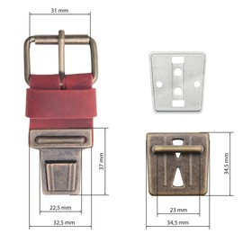 Thielemann Replacement Buckle for Bags with a 3cm Wide Strap, Bag Clasp with Push Buckle & Pin Lock Replacement Part for DIY Repair, Antique red