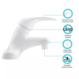 Dura Faucet (DF-PL100-WT) RV Single Lever Bathroom Faucet (White)