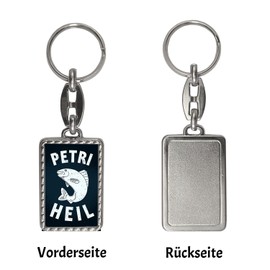 Petri Heil Fish Keyring with Border for Anglers and Fishermen Pendant for Key Ring with Fish Motif as a Gift for Fishermen who can use some luck when fishing, Border
